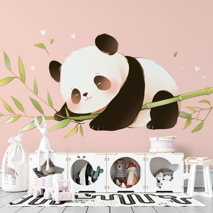 Panda Tapete | Pink Pastel Hintergrund