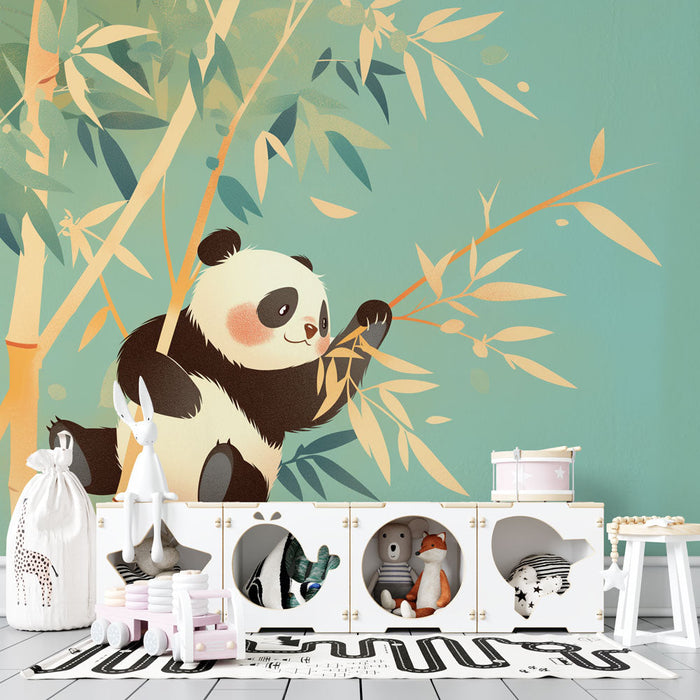 Papel pintado de panda | Comedor de bambú