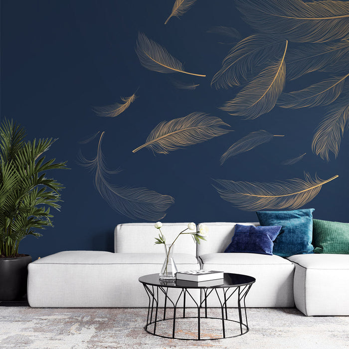 Feather Mural Wallpaper | Intense Blue