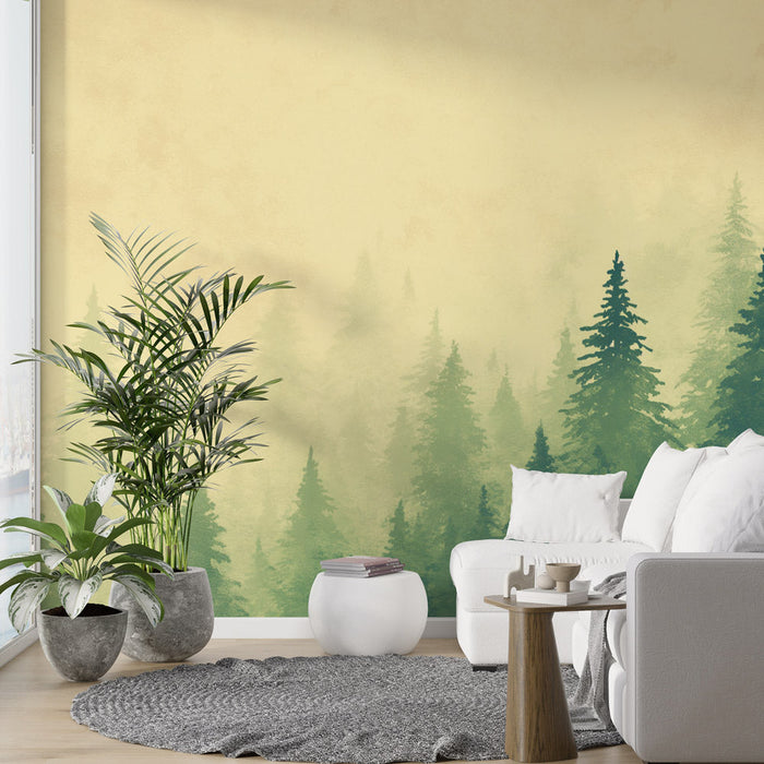 Papel pintado de árbol de abeto | Bosque escandinavo