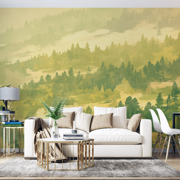 Pine Tree Mural Wallpaper | Shades of Green