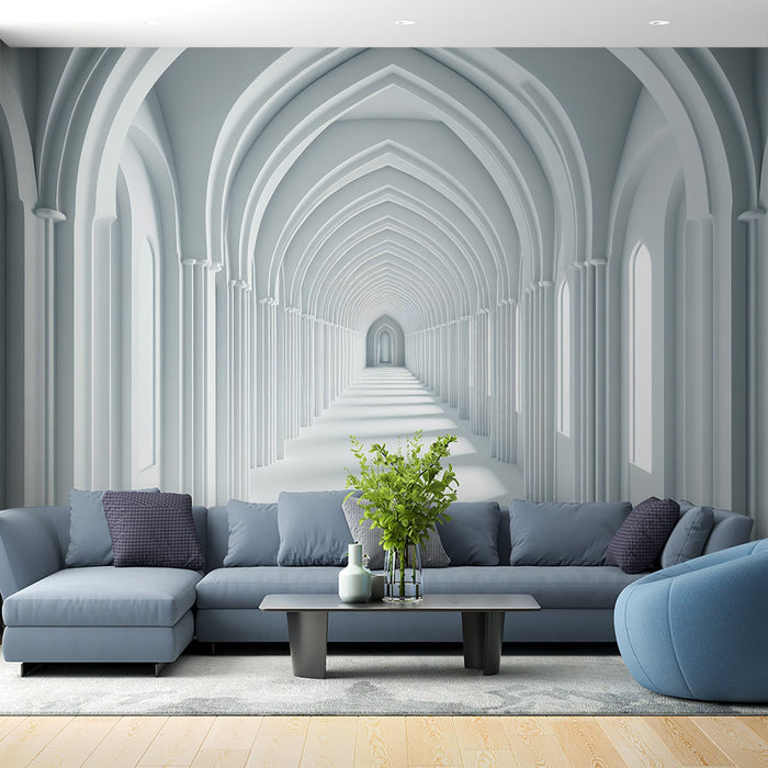 Optical Illusion Mural Wallpaper | Soft and White Arch with Depth Effect