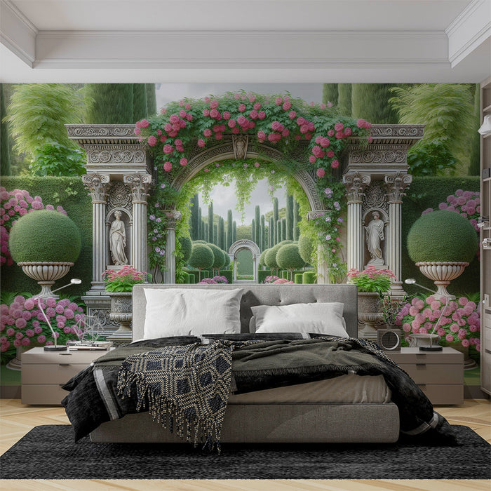 Mural Wallpaper Optical Illusion| Royal Garden with Trimmed Shrubs