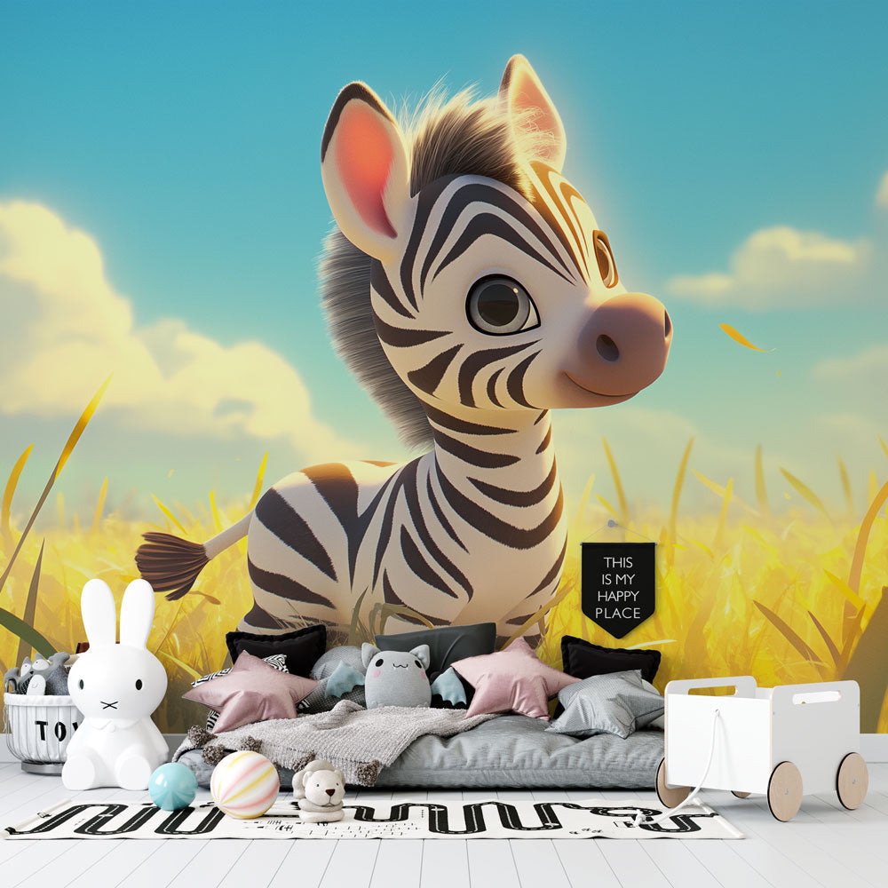 Zebra Wallpaper | Big Smile — WonderMural, image size:1000x1000