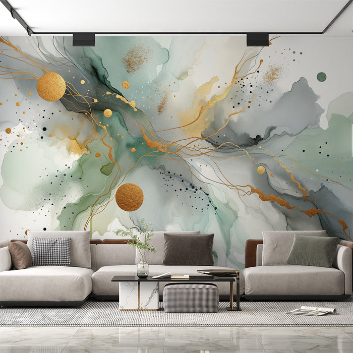Abstract Golden Mural Wallpaper | Watercolor and Golden Splatters
Abstract Golden Mural Wallpaper | Watercolor en Golden Splatters