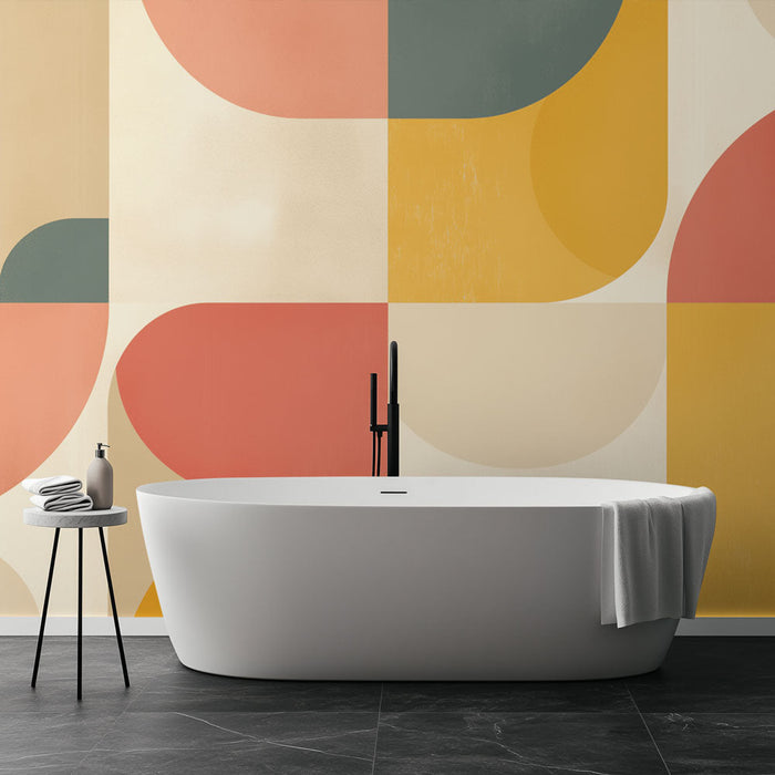 Tapetti kylpyhuone | Erilaisia monivärisiä muotoja art deco