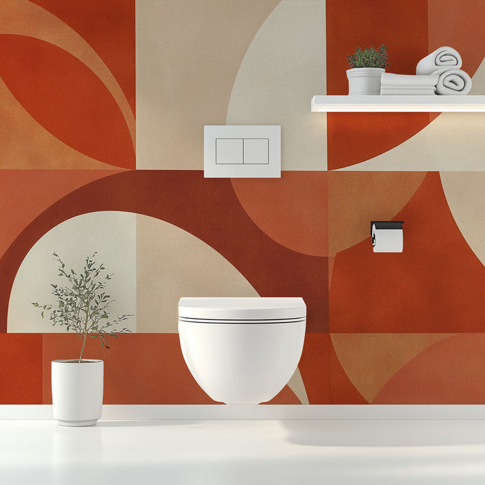 Tapetti wc | Geometrinen kuvio punaisena ja poltettuna oranssina