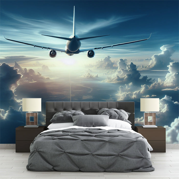 Airplane Mural Wallpaper | Realistic Above the Clouds