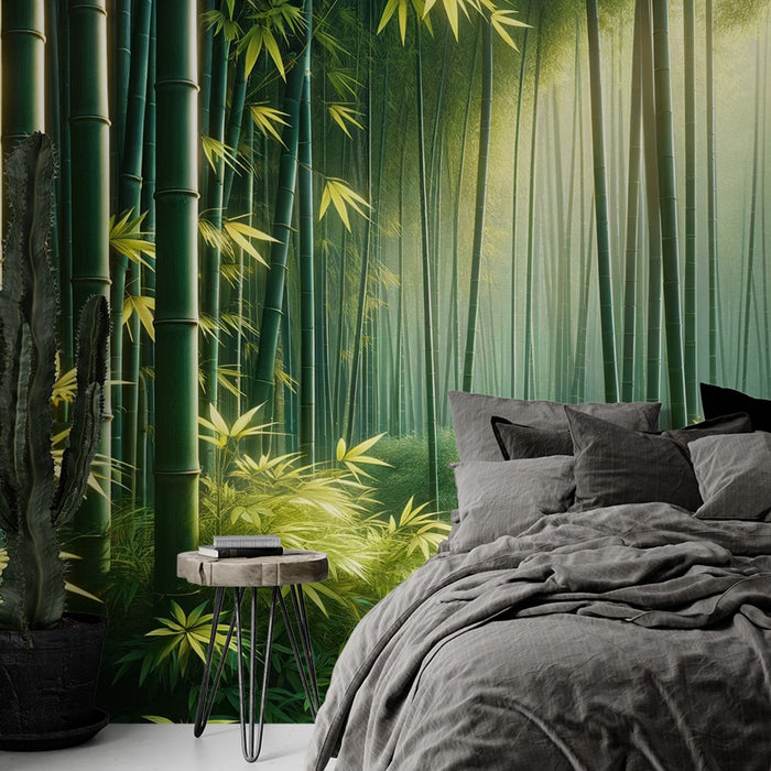 Bambu-taustakuva | Erittäin realistinen vihreä bambumetsä