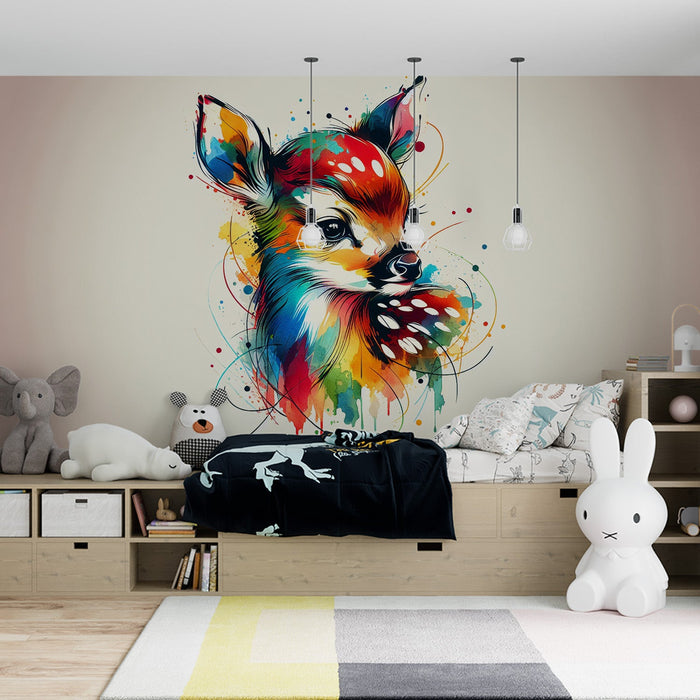 Deer Mural Wallpaper | Little Multicolored Deer