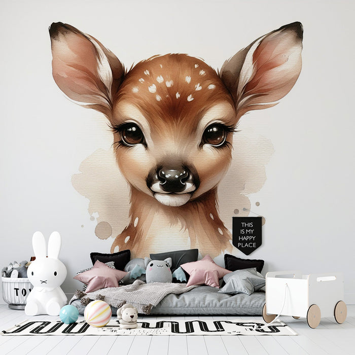 Deer Mural Wallpaper | Cute Fawn Head