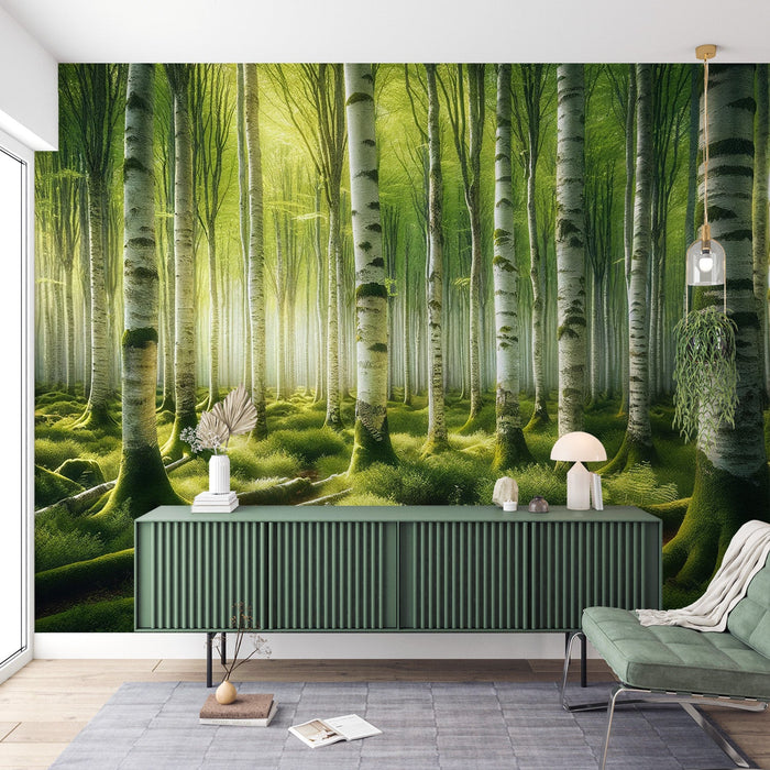 Birch Mural Wallpaper | Lush Birch Forest