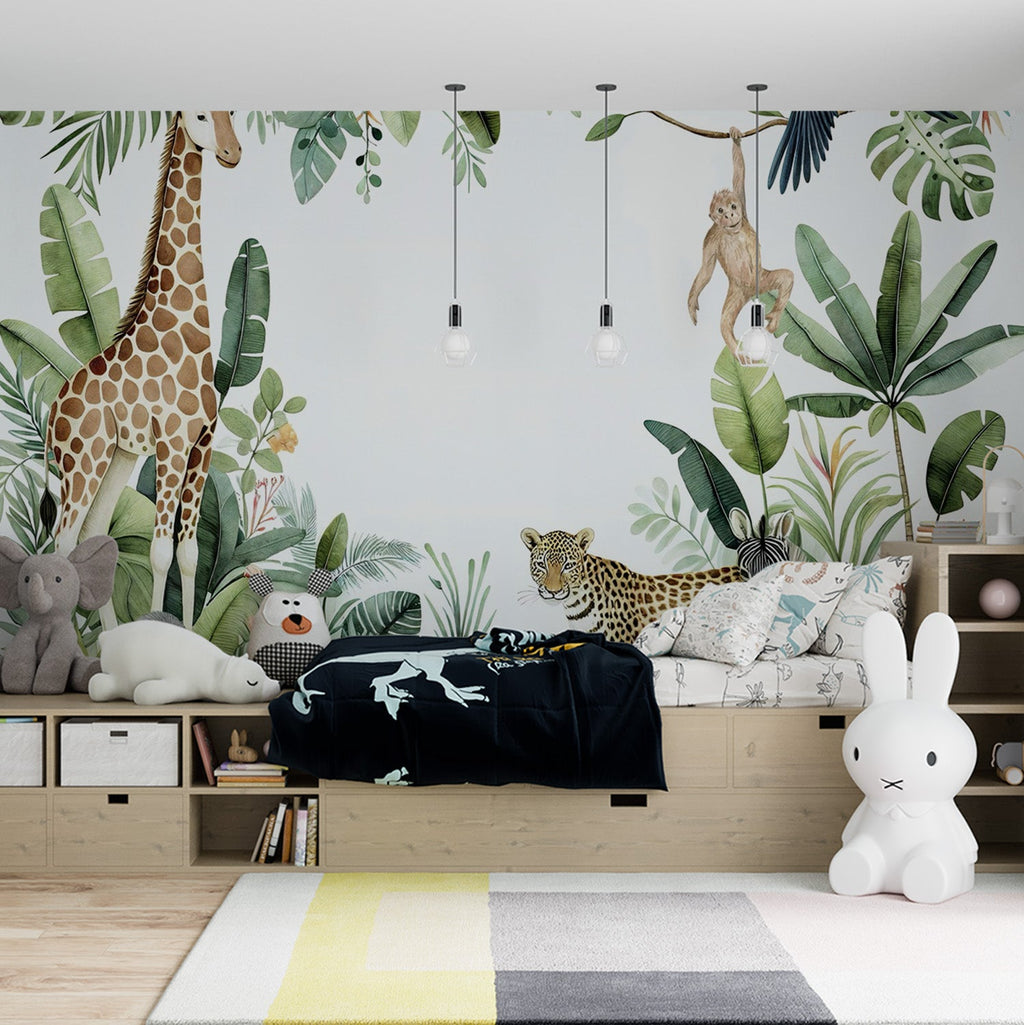 Tropical Jungle Mural Wallpaper | Palm Trees & Banana Leaves - Exotic ...