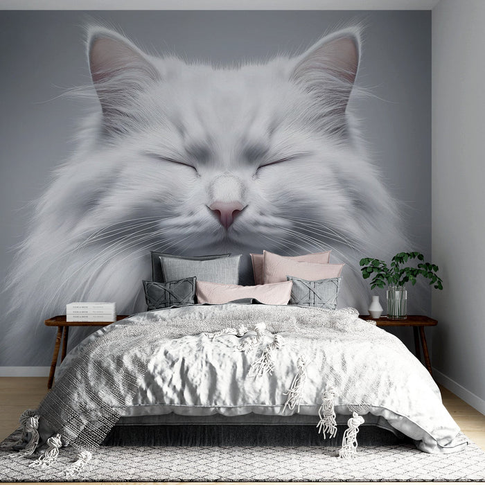 Cat Mural Wallpaper | Up Close White Angora