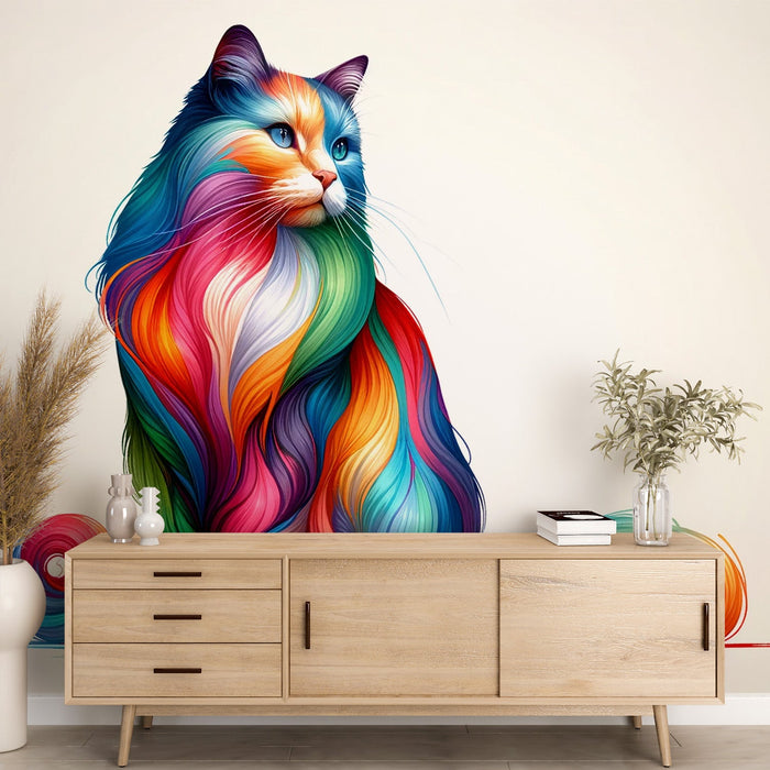 Mural Wallpaper cat | Multicolored Angora