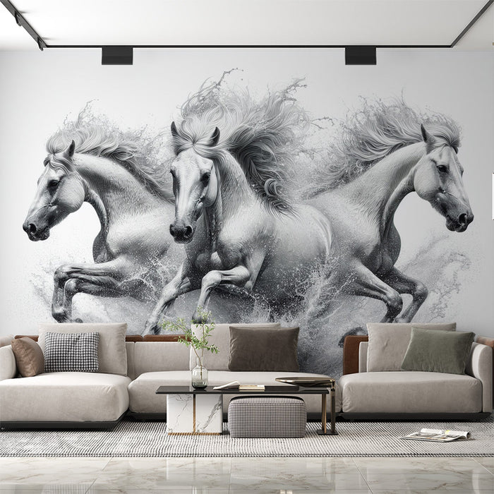 Papel de parede de mural de cavalo | Trio de cavalos impressionantes