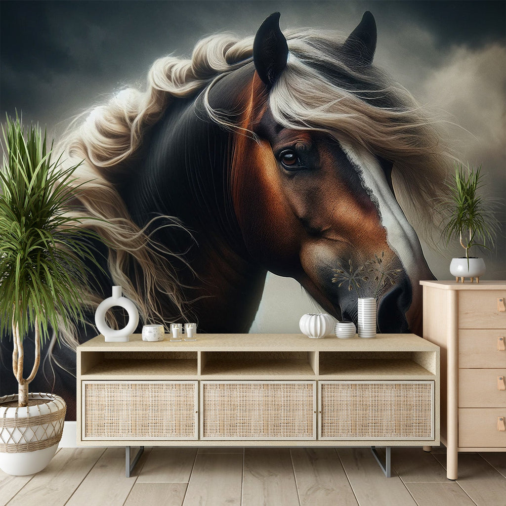 Hest Fototapet | Med Blond Man i Vinden — WonderMural, image size:1024x1024