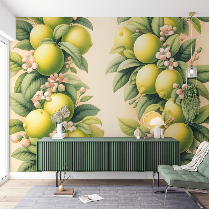 Lime Green Mural Wallpaper | Fall of Leafy Lime