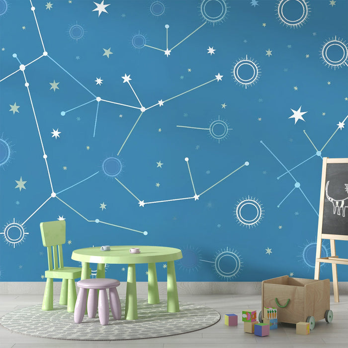 Constellation Mural Wallpaper | Childlike Drawing