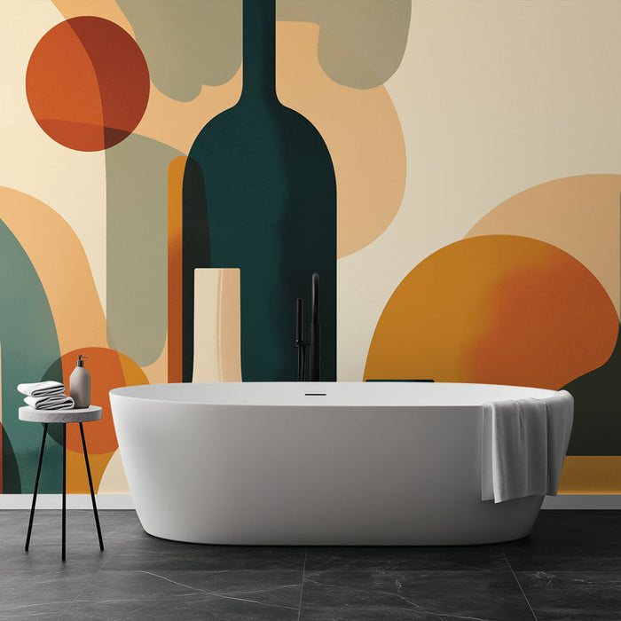 Falfestmény tapéta fürdőszoba | Kortárs téma üvegek körül