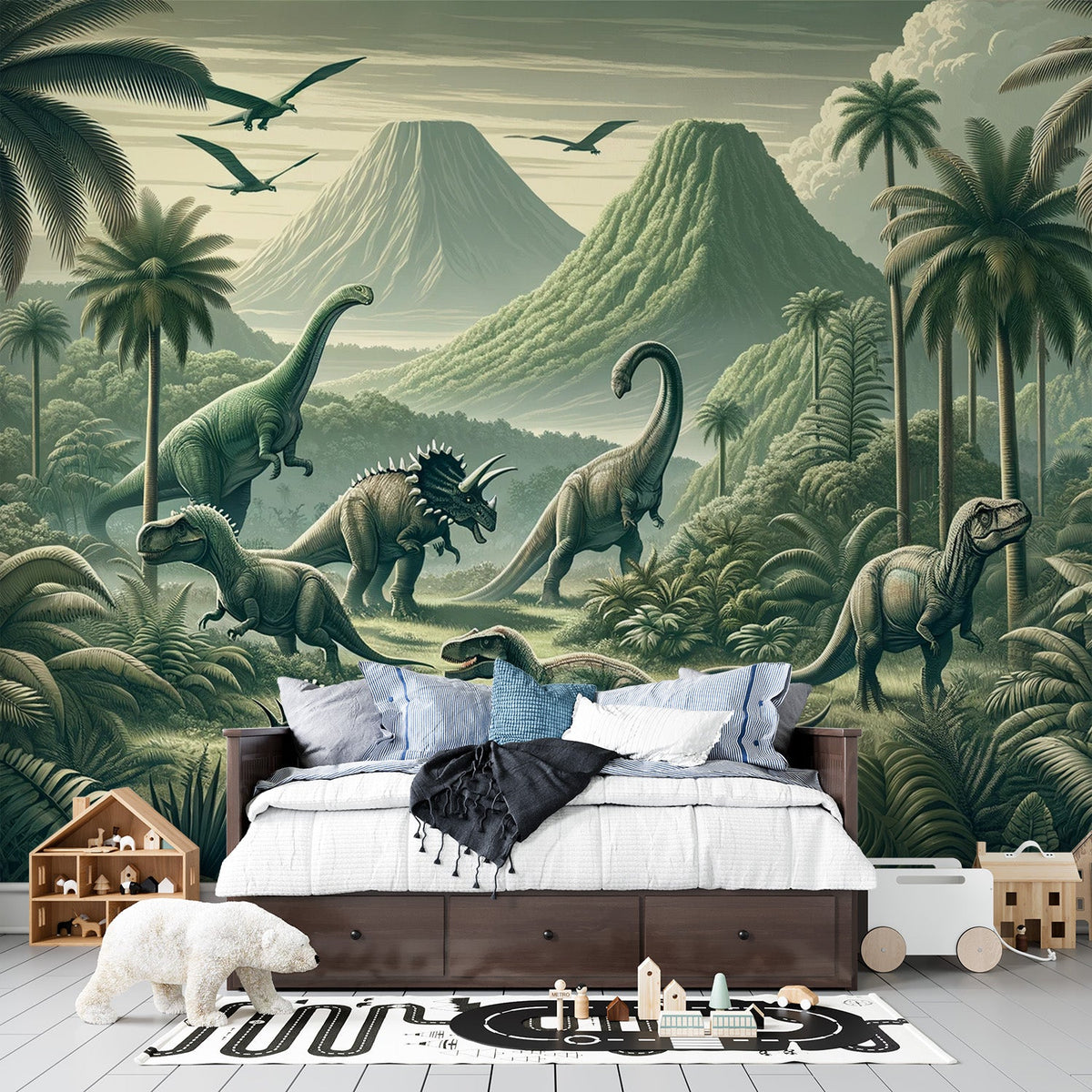 3D Green Dinosaur 182 Wall Murals