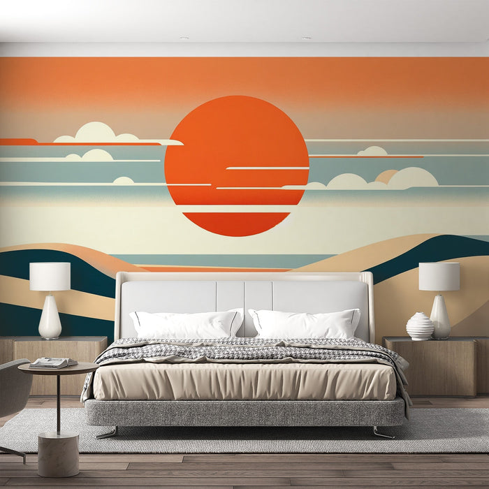 Dune Mural Wallpaper | Red Sunset with Cloud