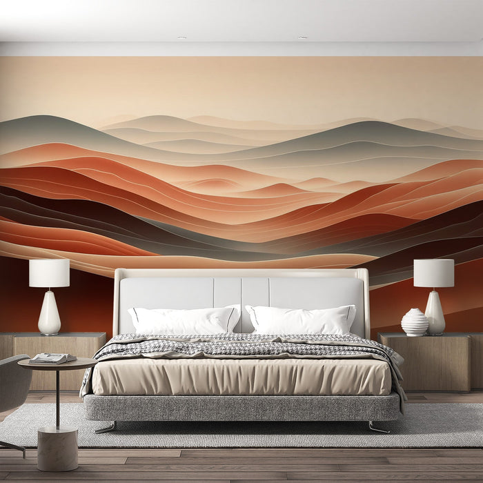 Mural Wallpaper of dune | Representation in red and black wave