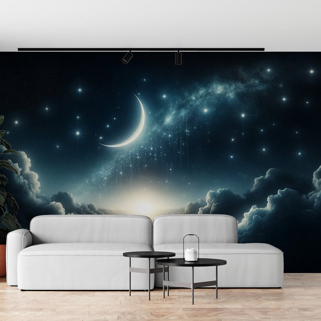 Star Fototapet | Halvmåne med stjerneskudd — WonderMural, image size:1024x1024
