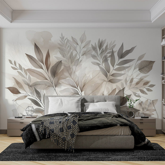 Foliage Mural Wallpaper | Dull-toned Watercolor with Foliage