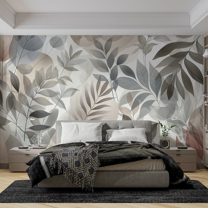 Vintage Foliage Mural Wallpaper | Various Dull-Colored Leaves