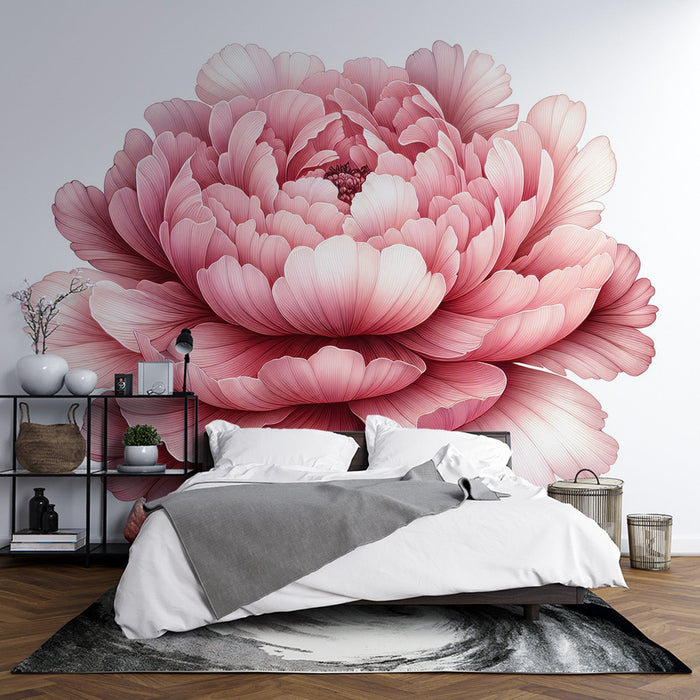 Pink floral Mural Wallpaper | Minimalist open pink chrysanthemum