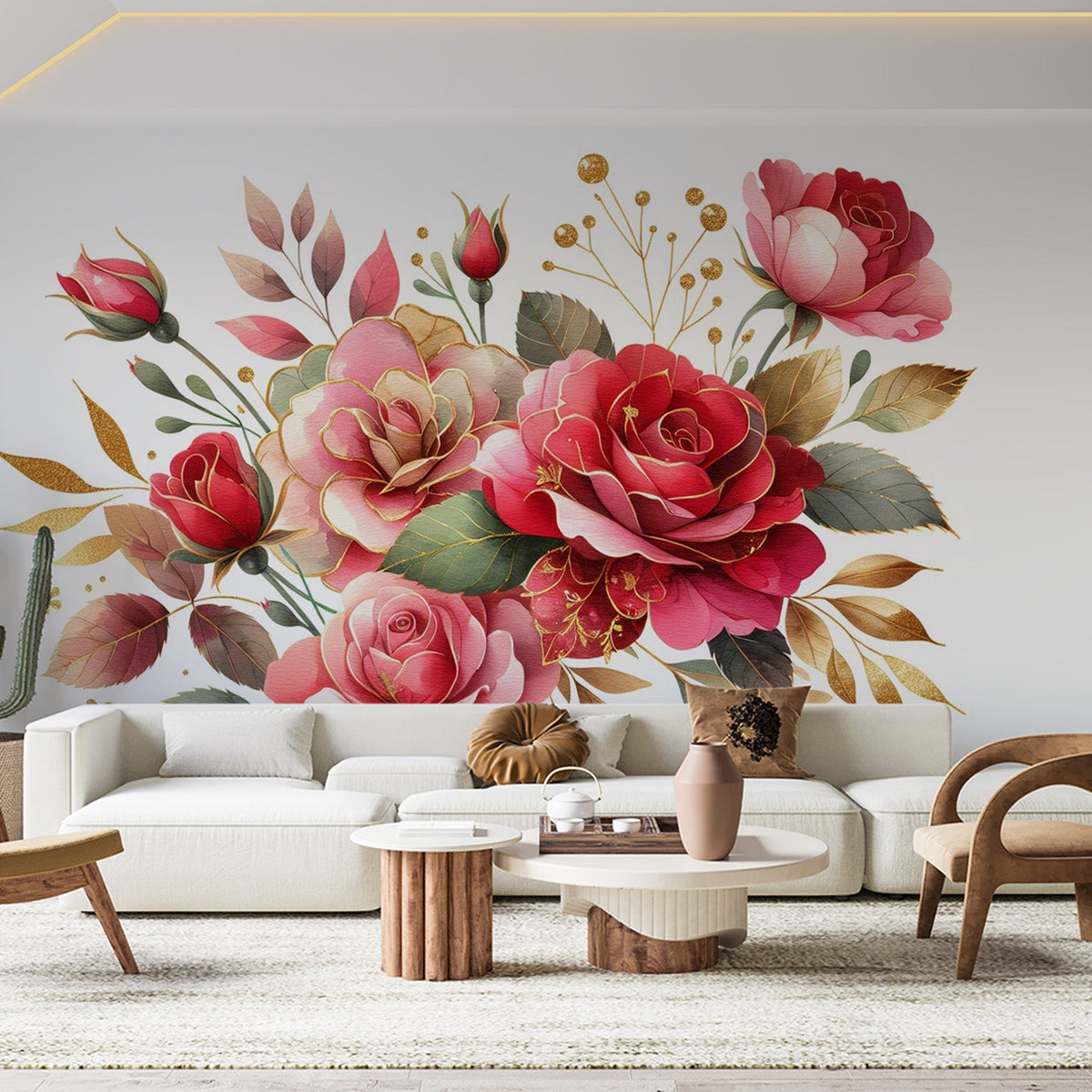 Vintage roze bloemen smal hoog wanddecoratie – Atelier Printworks, image size:1200x1200