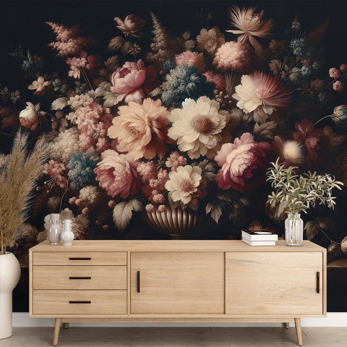 Vintage Floral Mural Wallpaper | Floral Composition with Vase