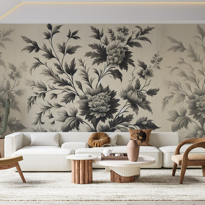 Papel de parede floral vintage | Composição repetitiva em fundo envelhecido