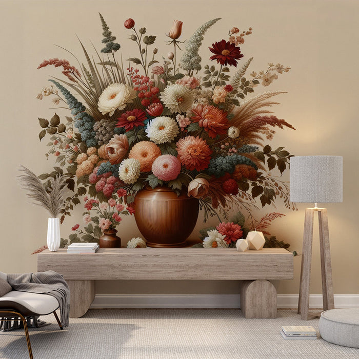 Vintage Floral Mural Wallpaper | Floral Vase with Various Flowers
Alte Blumenwandtapete | Blumenvase mit verschiedenen Blumen