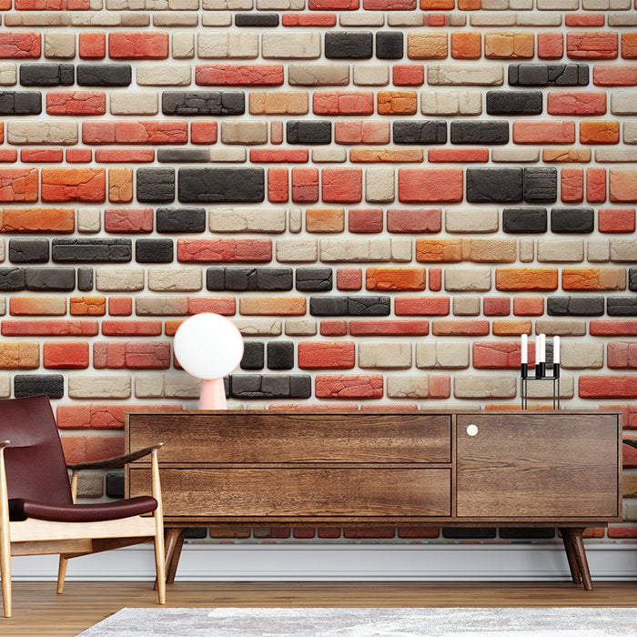 Papel de parede de mural de tijolo | Parede de tijolo perfeita e colorida