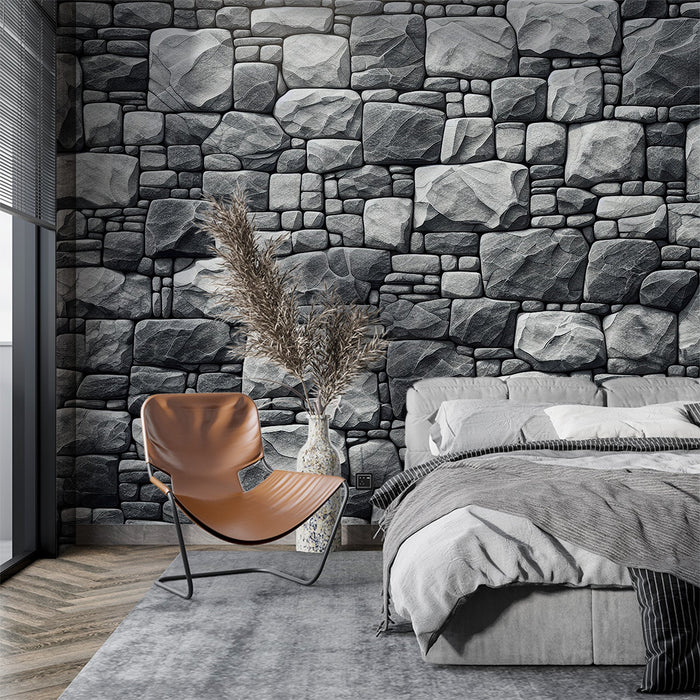 Papel de parede com aspecto de pedra | Empilhado e cortado perfeitamente