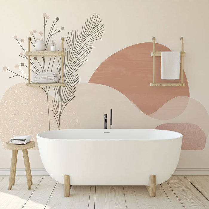 Tapet baie | Japandi natura sălbatică teracotă