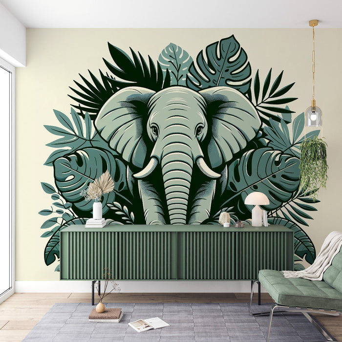 Jungle Mural Wallpaper | Majestic Elephant Amongst the Foliage