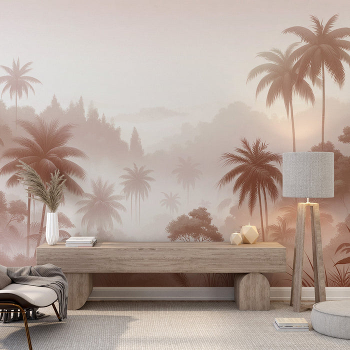 Terracotta Jungle Mural Wallpaper | Terracotta Palm Valley and Mist