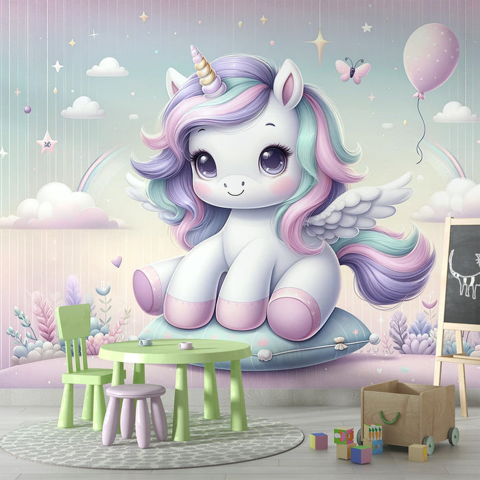 Cute Unicorn Mural Wallpaper | Comic