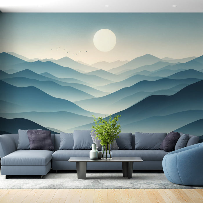 Mountain Wallpaper | Sunset with Blue Mountain Relief