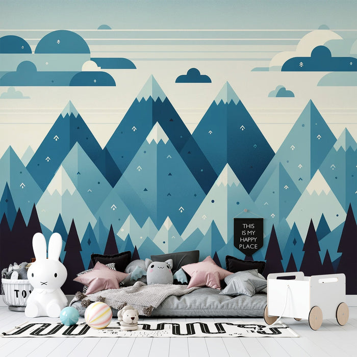 Baby mountain Mural Wallpaper | Pointed mountains and forest
