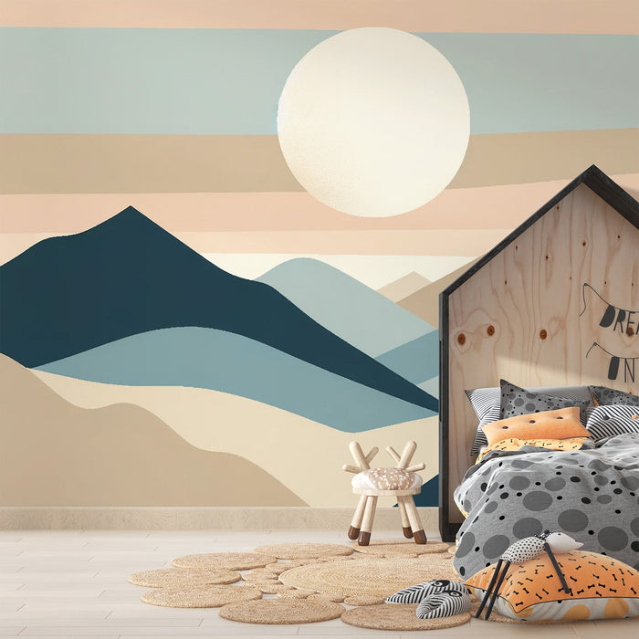 Baby Mountain Wallpaper | Zon en Beige en Blauw Bergdal