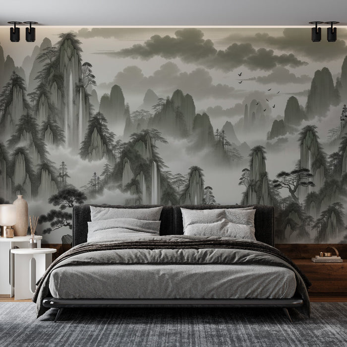 Japanese Mountain Wallpaper | Mountainous Relief with Cloudy Sky