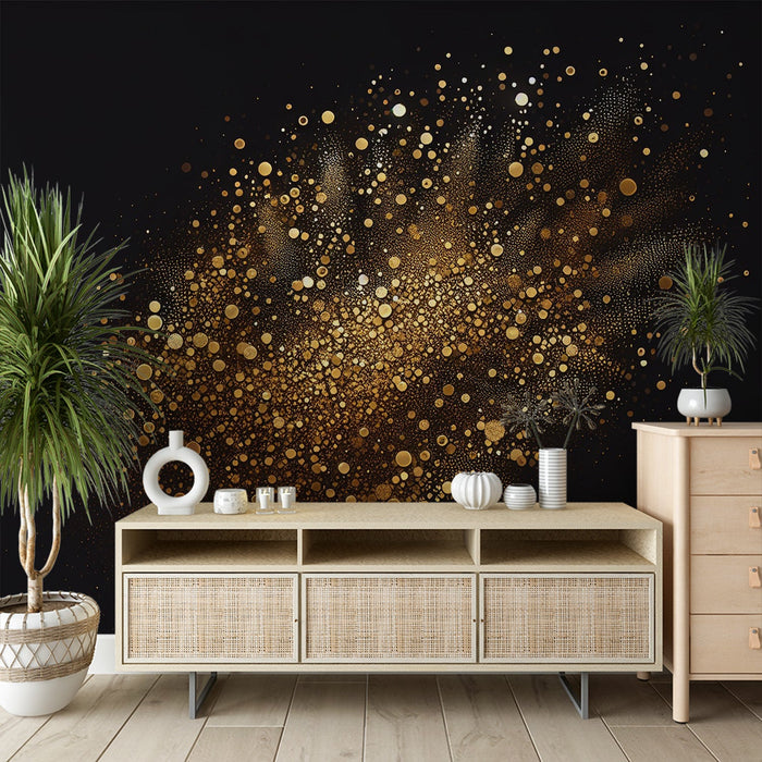 Black and Gold Mural Wallpaper | Golden Explosions on Black Background