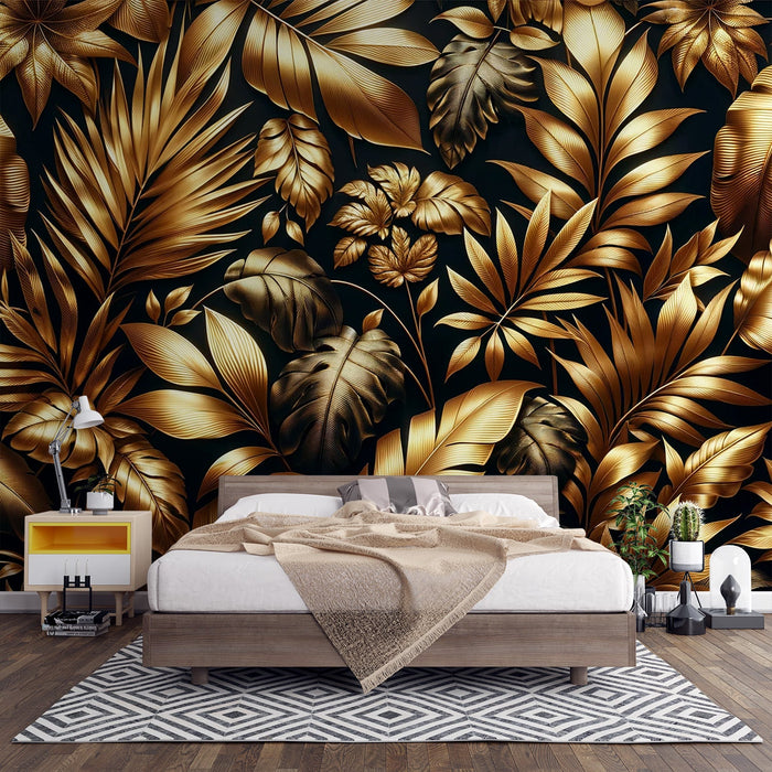 Black and Gold Mural Wallpaper | Various Foliage