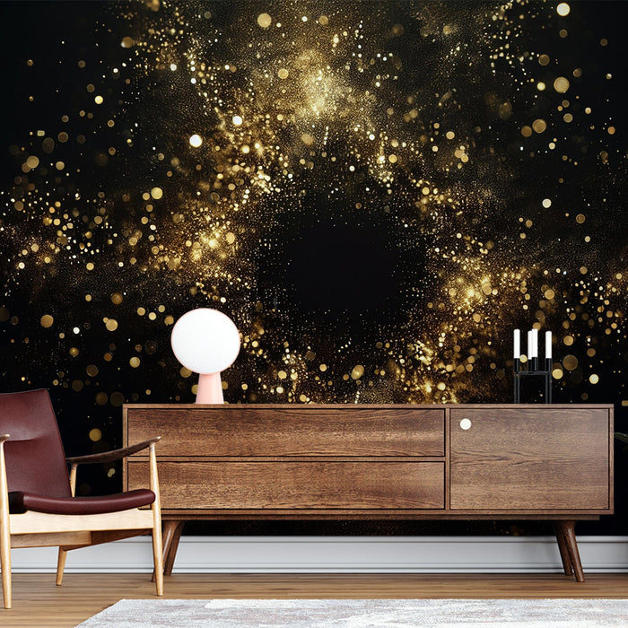Black and Gold Mural Wallpaper | Glitter with Depth Effect