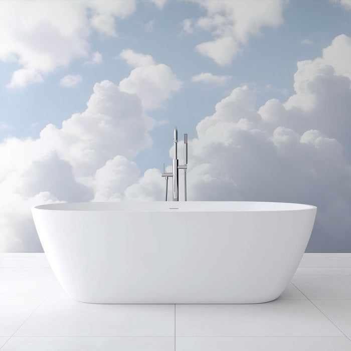 Mural Wallpaper bathroom | Realistic cloud and blue sky