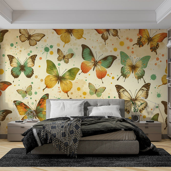 Butterfly Mural Wallpaper | Vintage Style with Colorful Butterflies